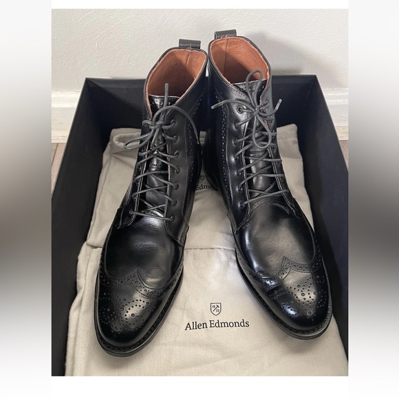 Allen Edmonds Dalton Black Leather Wingtip Dress Boots Men’s Size 11D Worn 1X Allen edmonds dalton wingtip - Gem main image 2